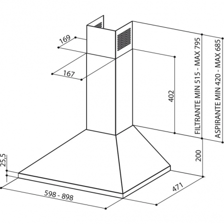 Faber Value Hood Pb Bk Απορροφητήρας Καμινάδα 60cm Μαύρος 320.0557.543